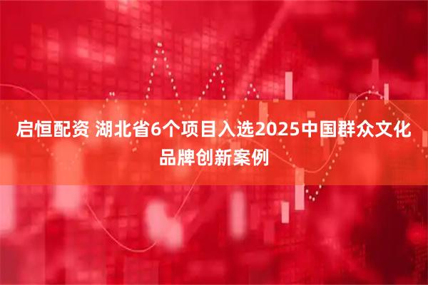 启恒配资 湖北省6个项目入选2025中国群众文化品牌创新案例